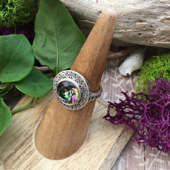 Rainbow Topaz Solid Sterling Silver Ring Size 6 - Picture 6 of 10